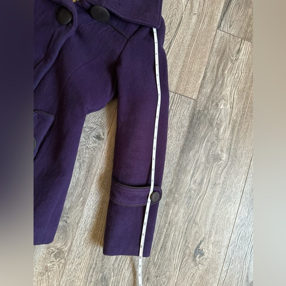Soia & Kyo Purple Wool Fitted Pea Coat Size Small - Picture 3 of 13